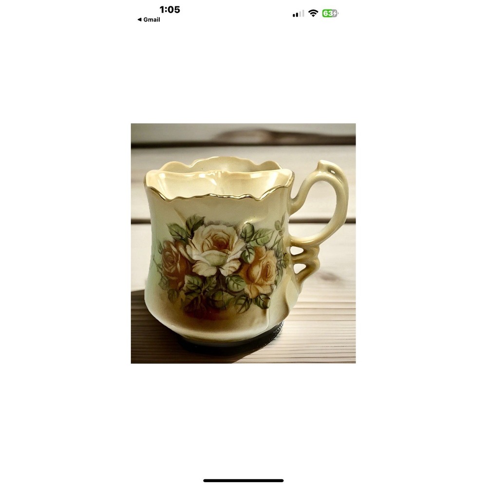 Vintage Brandenburg Mustache Shaving Cup Mug Autumn Colors Gold Trim‎ Nice !